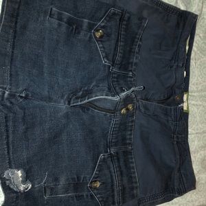 One pair of well love well worn jean shorts.
